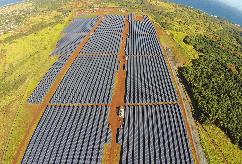 Kauai Electric Coopäs Anahola Solar Farm, Kauai, Hawaii. 12 MW with a 6 MWh battery system. Scheduled to be operational in 2015. With this and other solar farms Kauai Electric is proactive in reducing dependence on and costs of oil fired power plants. 12.5 cents/kWh (solar) versus 24 cents (oil). 