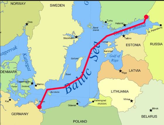 Nordstream pipelines. 1220 kilometers (730 miles). Direct connection of gas from Russia to Germany.